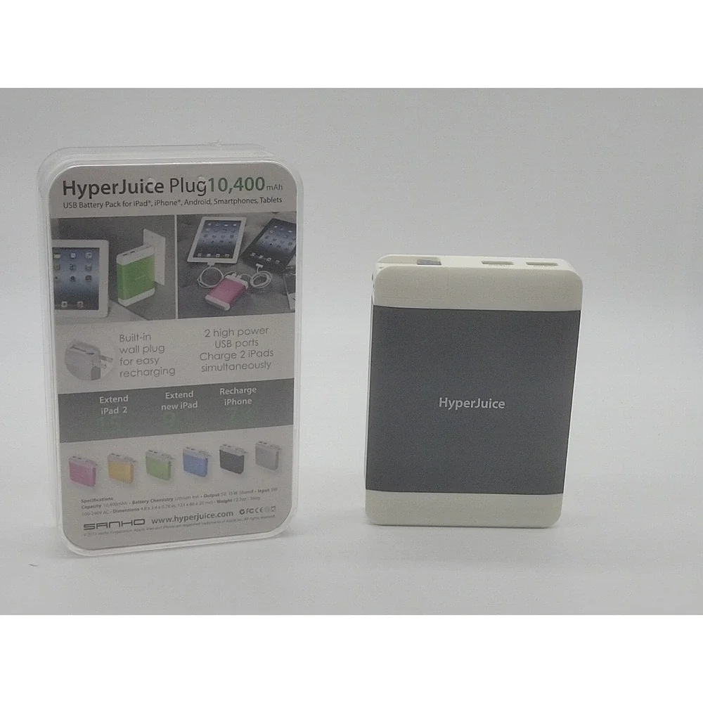 Sanho HyperJuice 10,400 mAh Dual USB Battery pack with stealth plug